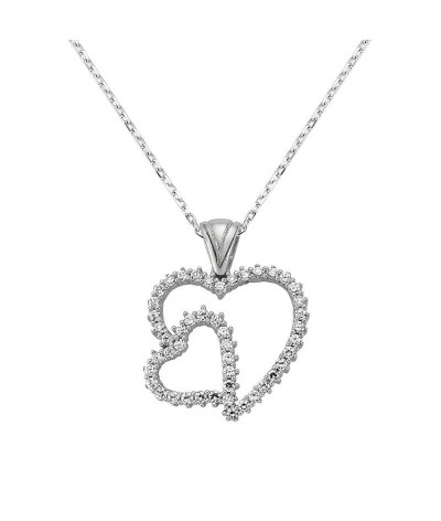 Gümüş Kalpli Bayan Kolye