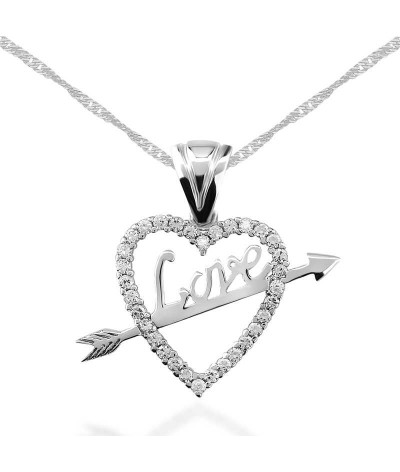 Gümüş Love Oklu Kalp Bayan Kolye