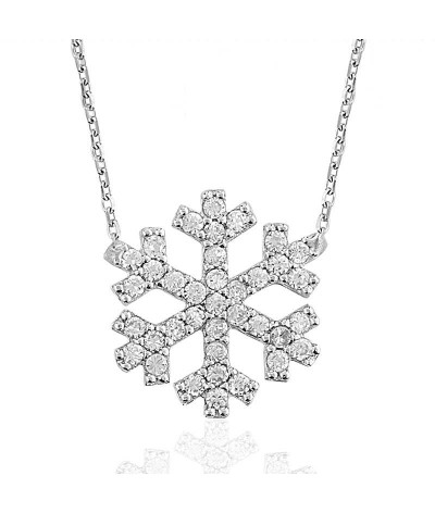 Gümüş Kar Tanesi Bayan Kolye