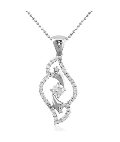 Gümüş Beyaz Taşlı Bayan Kolye