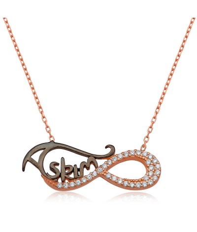 Gümüş Sonsuz Aşkım Yazılı Bayan Kolye