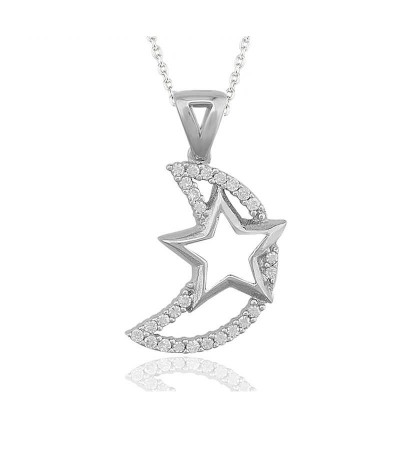 Gümüş Ay Yıldız Bayan Kolye