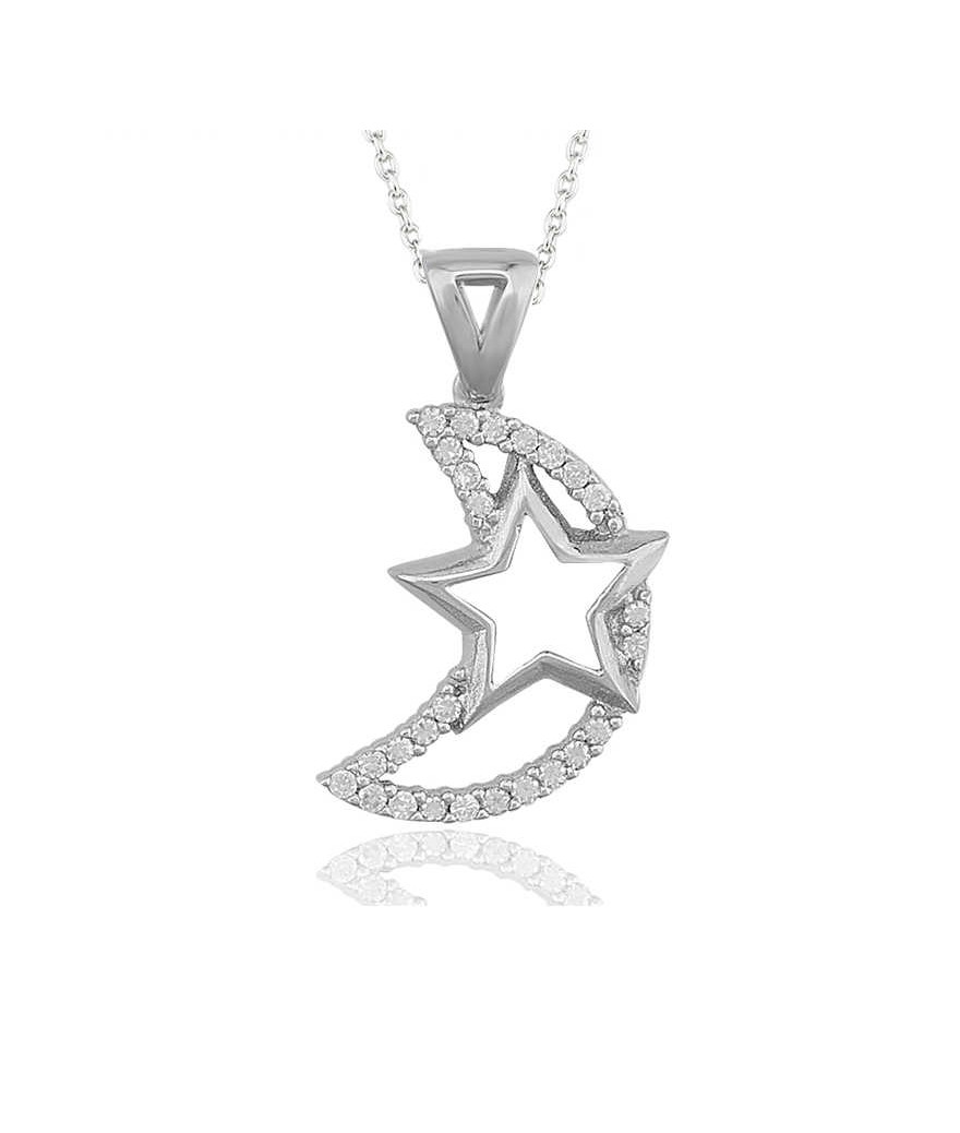 Gümüş Ay Yıldız Bayan Kolye