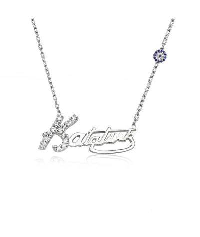 Gümüş Kemal Atatürk İmzalı Bayan Kolye