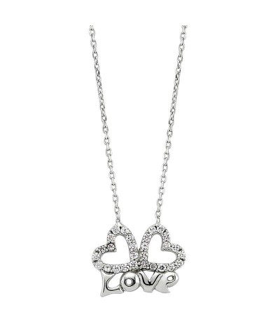 Gümüş Love Yazılı Kalpli Bayan Kolye