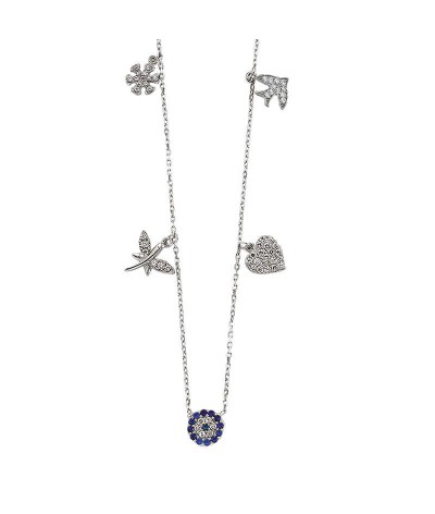 Gümüş Nazarlı Şans Kolyesi