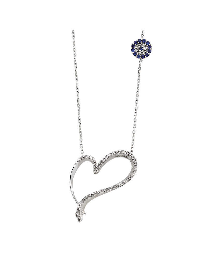 Gümüş Kalpli Bayan Kolye