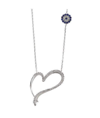 Gümüş Kalpli Bayan Kolye