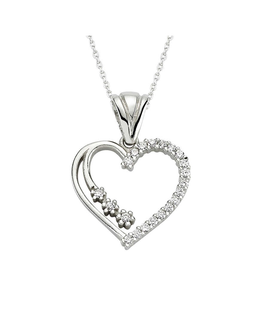 Gümüş Kalpli Bayan Kolye