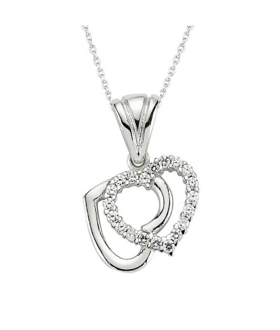 Gümüş Çift Kalpli Bayan Kolye