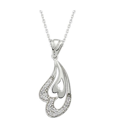 Gümüş Kalpli Bayan Kolye