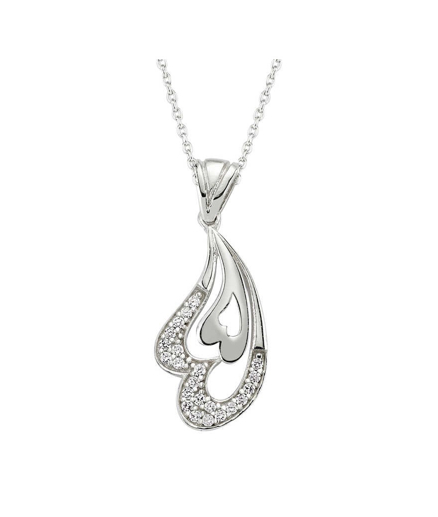 Gümüş Kalpli Bayan Kolye