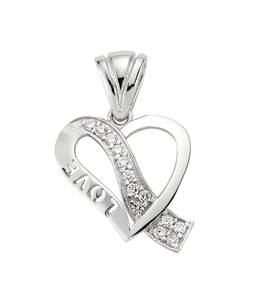 Gümüş Love Kalp Bayan Kolye