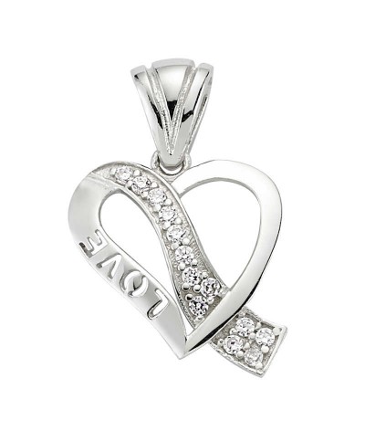 Gümüş Love Kalp Bayan Kolye