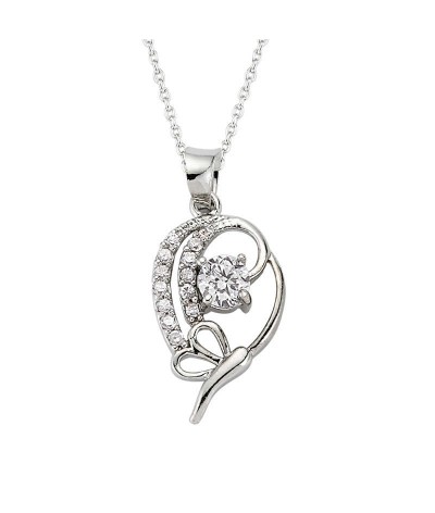 Gümüş Kalpli Bayan Kolye