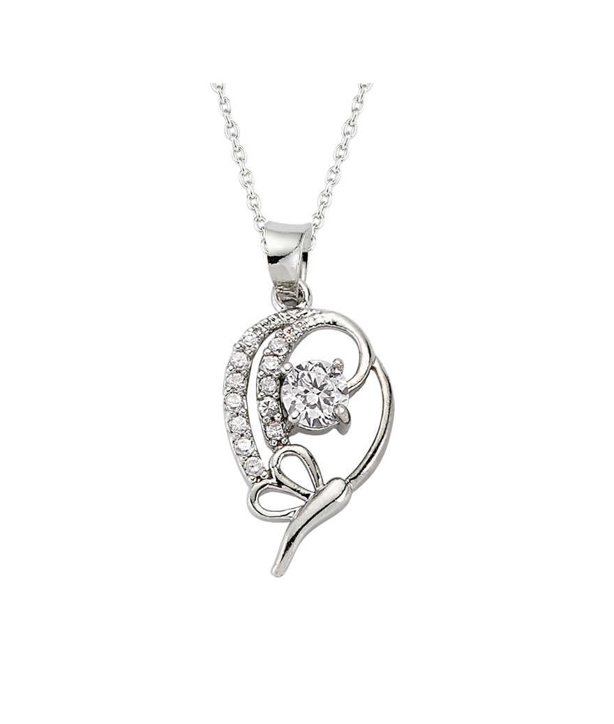 Gümüş Kalpli Bayan Kolye