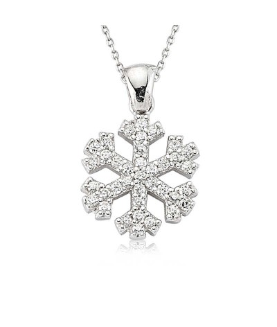 Gümüş Kar Tanesi Bayan Kolye