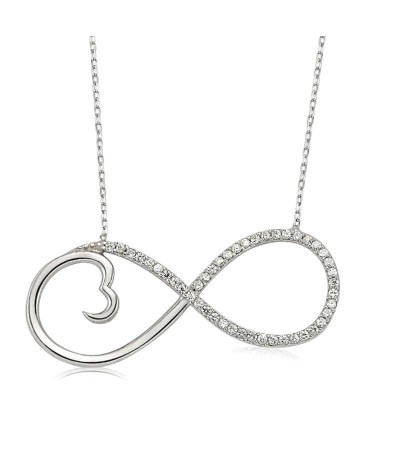 Gümüş Sonsuzluk Kalp Bayan Kolye