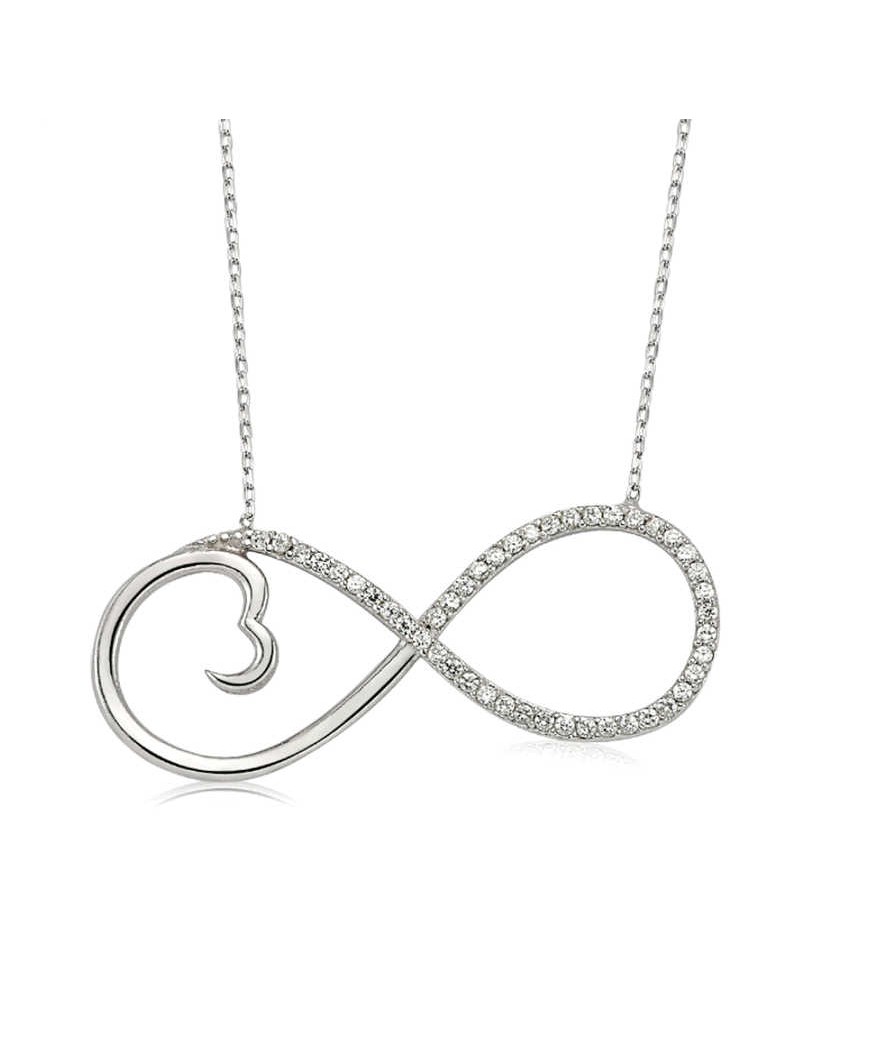 Gümüş Sonsuzluk Kalp Bayan Kolye