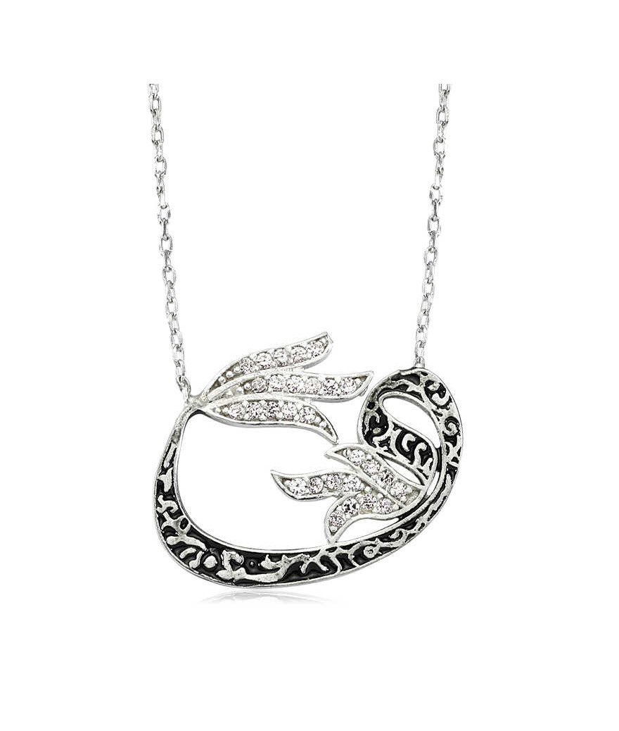 Gümüş Lale Vav Bayan Kolye