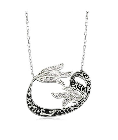 Gümüş Lale Vav Bayan Kolye