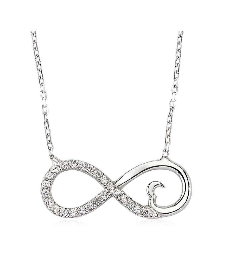 Gümüş Kalpli Sonsuzluk Bayan Kolye