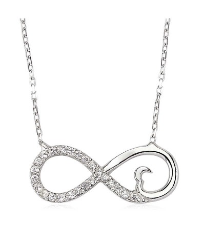 Gümüş Kalpli Sonsuzluk Bayan Kolye