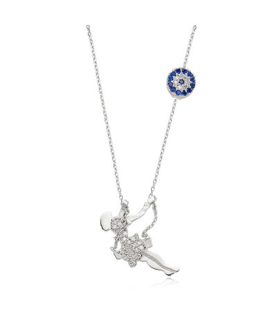 Gümüş Nazarlı Salıncaklı Kız Bayan Kolye