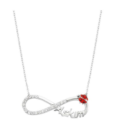Gümüş Uğur Böcekli Sonsuzluk Aşkım Bayan Kolye