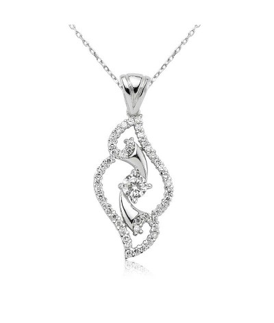 Gümüş Tek Taş Bayan Kolye