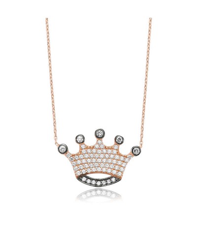 Gümüş Kraliçe Tacı Bayan Kolye