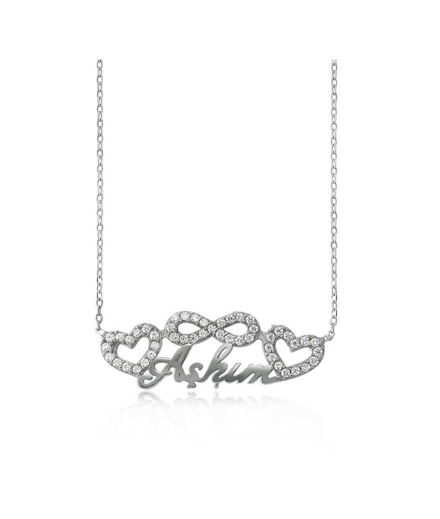Gümüş Sonsuzluk Kalpli Aşkım Bayan Kolye
