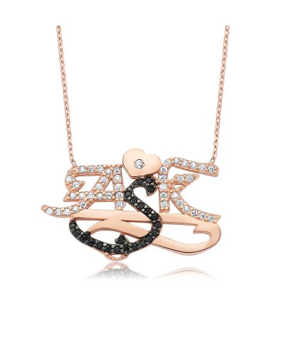 Gümüş Aşk Yazılı Bayan Kolye