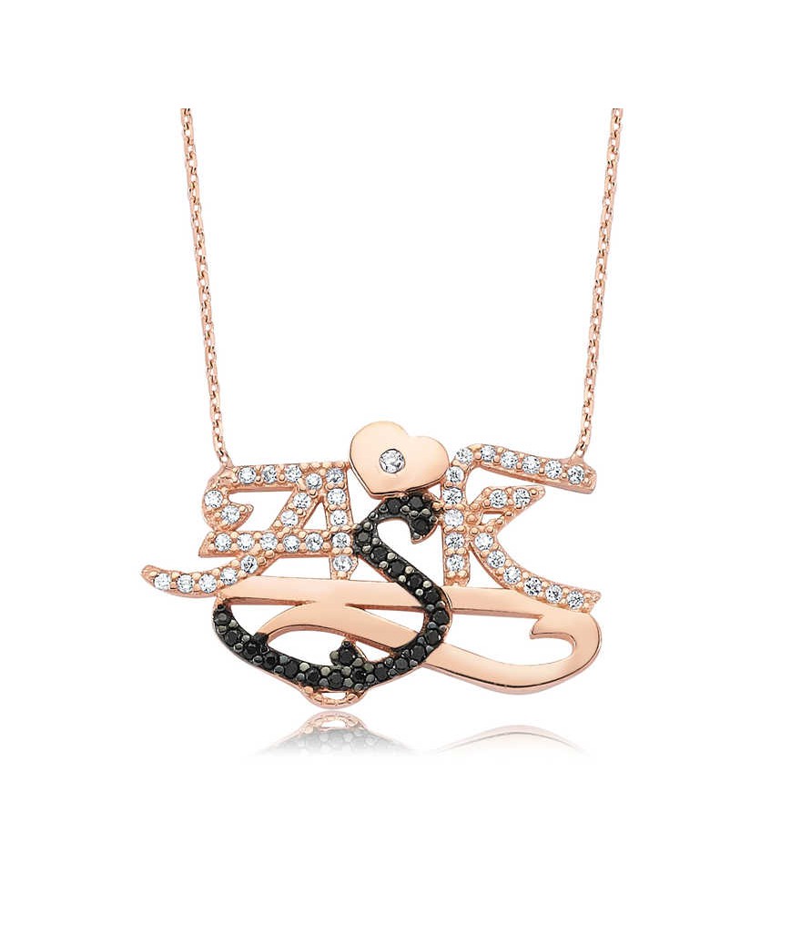 Gümüş Aşk Yazılı Bayan Kolye