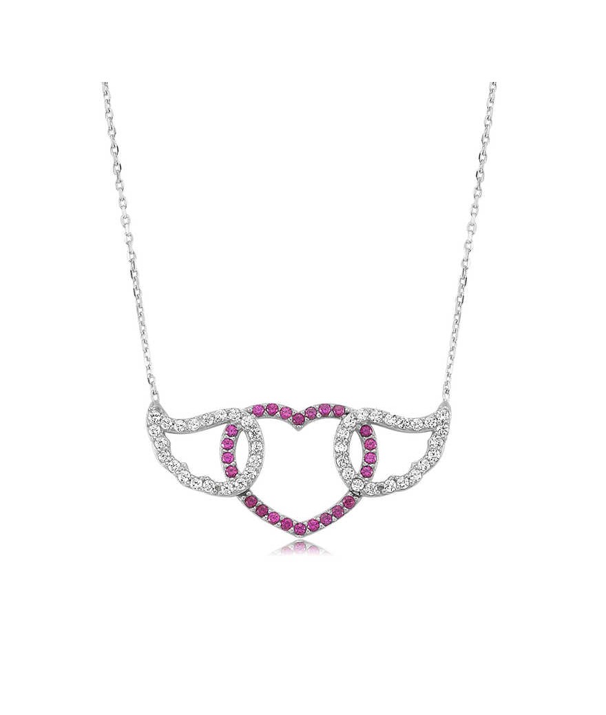 Gümüş Kanatlı Kalp Bayan Kolye