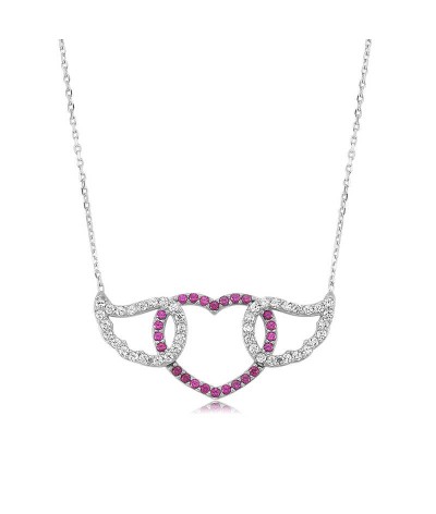 Gümüş Kanatlı Kalp Bayan Kolye