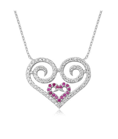 Gümüş Kalpli Bayan Kolye