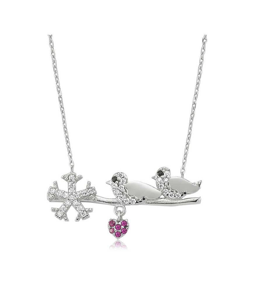 Gümüş Çalı Kuşu Bayan Kolye