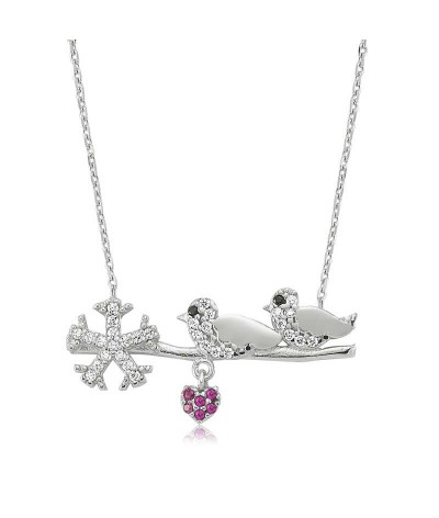 Gümüş Çalı Kuşu Bayan Kolye