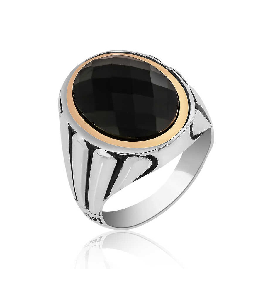 Gümüş Siyah Zirkon Taşlı Erkek Yüzük