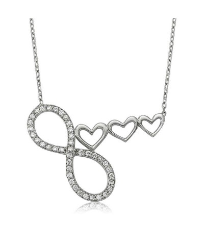 Gümüş Sonsuzluk Kalp Bayan Kolye