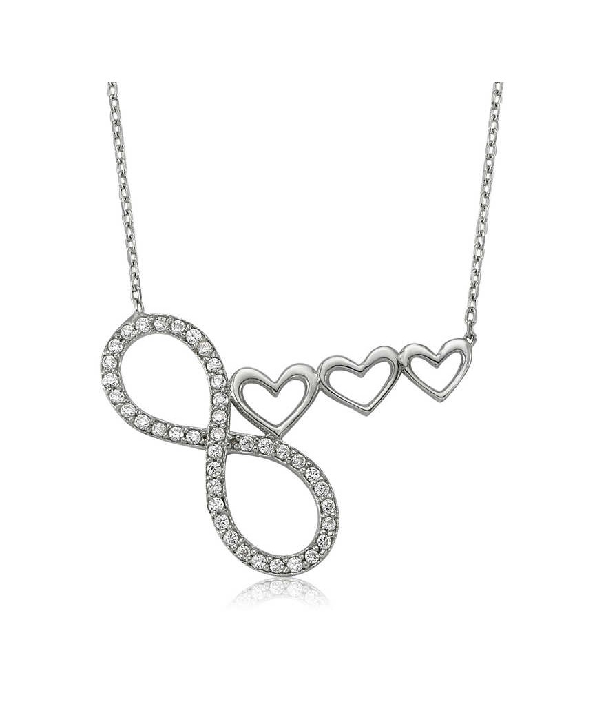 Gümüş Sonsuzluk Kalp Bayan Kolye