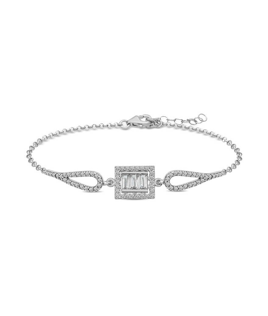 Gümüş Baget Taşlı Bileklik