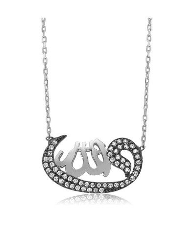 Gümüş Allah Yazılı Vav Bayan Kolye