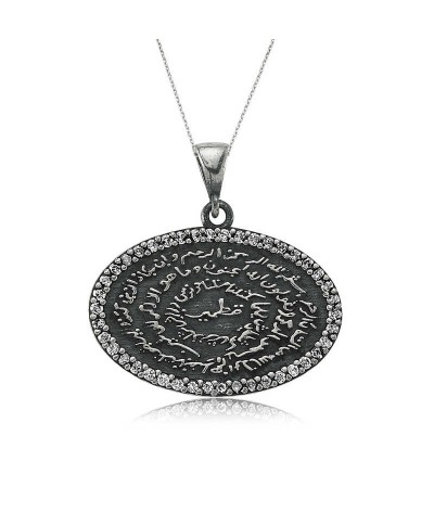 Gümüş Oval Taşlı Kıtmir Kolye