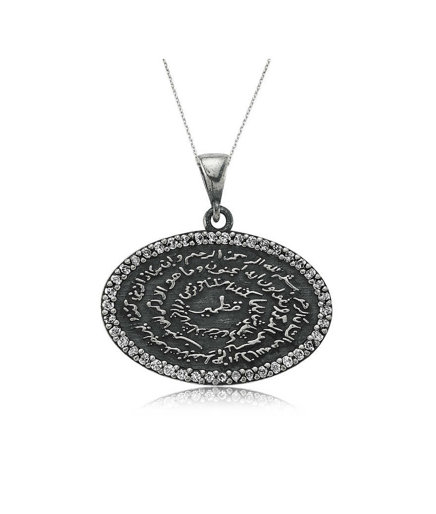 Gümüş Oval Taşlı Kıtmir Kolye