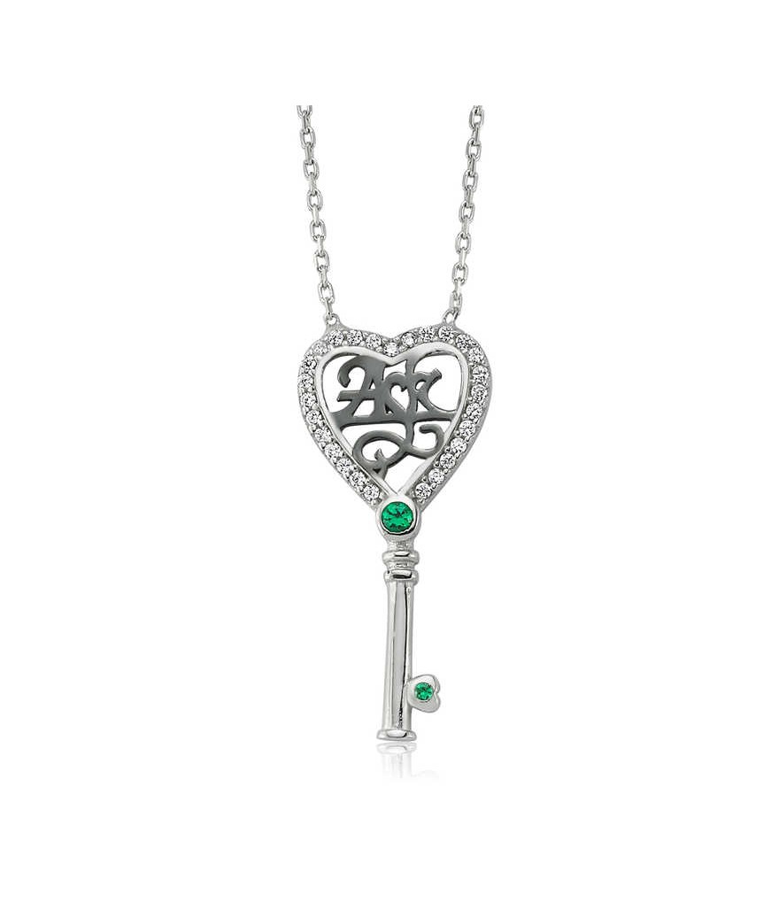 Gümüş Aşk Yazılı Anahtar Bayan Kolye