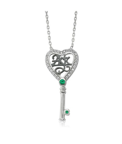 Gümüş Aşk Yazılı Anahtar Bayan Kolye