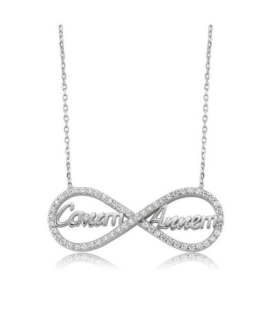 Gümüş Canım Annem Yazılı Sonsuzluk Bayan Kolye