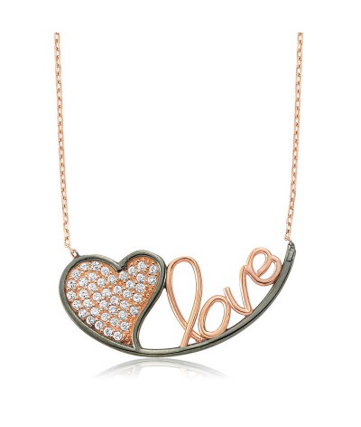 Gümüş Kalpli Love Bayan Kolye